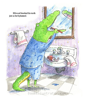 Ellwood brushes his teeth